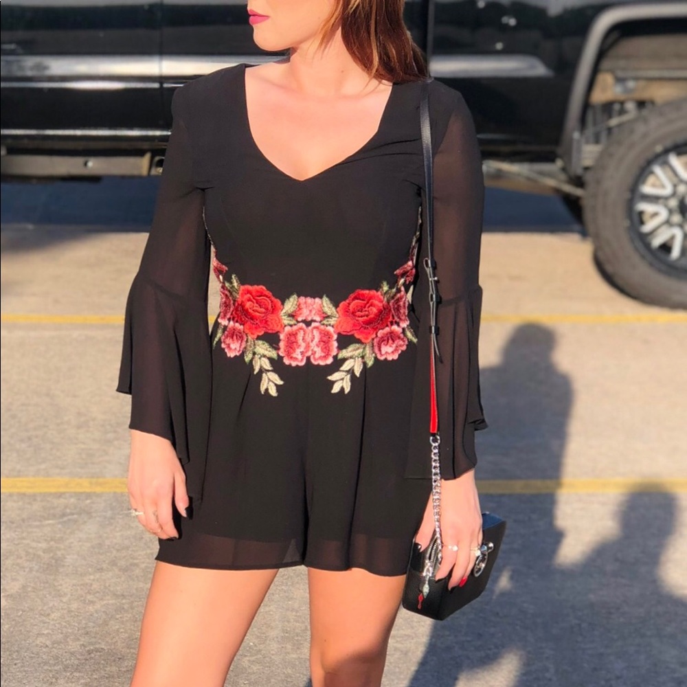 Black and floral romper
